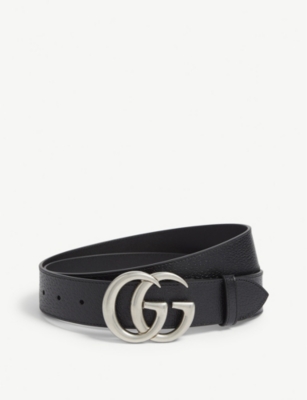 GUCCI - GG logo leather and suede belt 