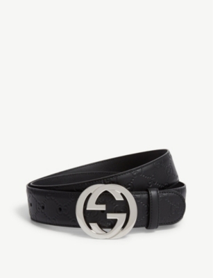GUCCI - GG logo leather belt 