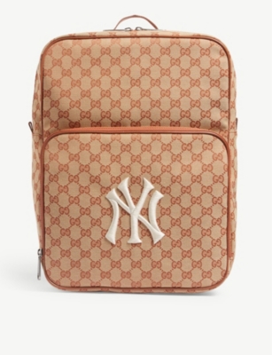 GUCCI NY Yankees logo print canvas backpack Selfridges