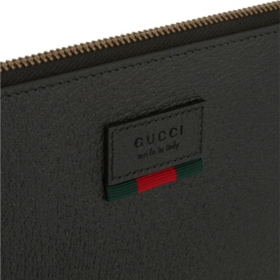 GUCCI Web tab textured leather pouch