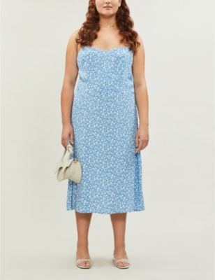 reformation peach midi dress