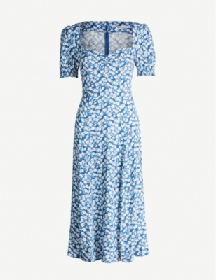 reformation blue floral dress