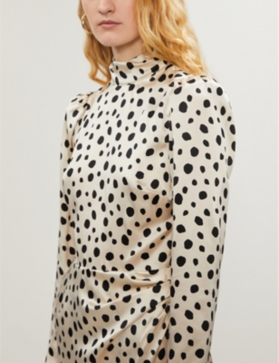 REFORMATION CARMELINA POLKA-DOT SILK MIDI DRESS