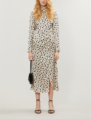 REFORMATION CARMELINA POLKA-DOT SILK MIDI DRESS
