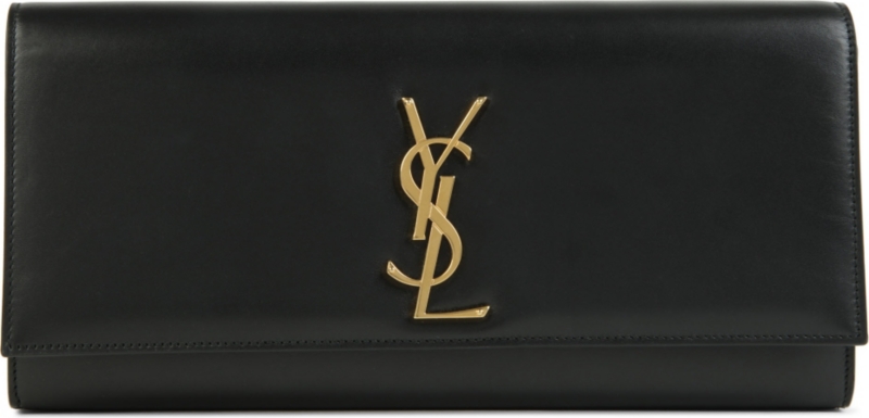 SAINT LAURENT   Cassandre leather clutch