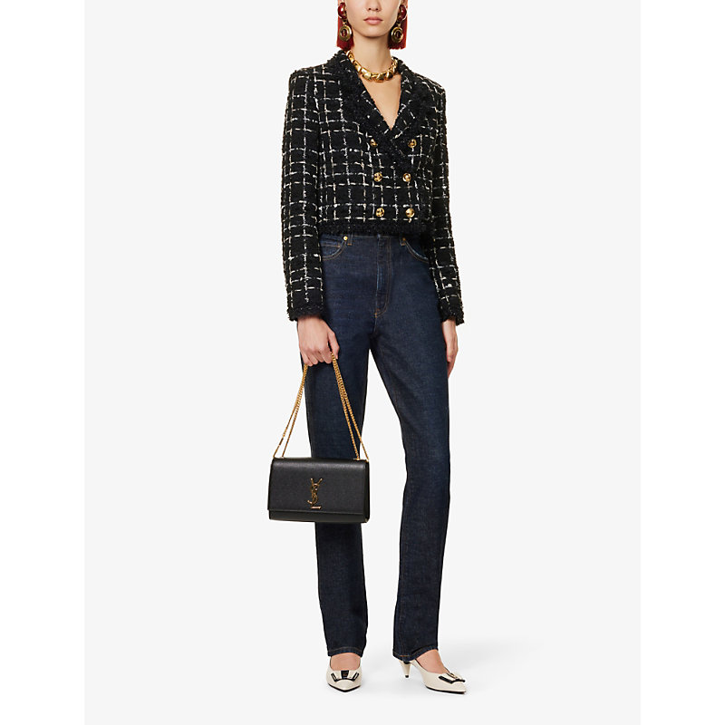 Shop Saint Laurent Womens Black Kate Medium Leather Shoulder Bag