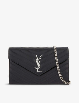 SAINT LAURENT Monogram quilted-leather wallet-on-chain
