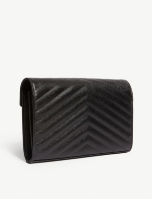 SAINT LAURENT Monogram quilted leather envelope clutch