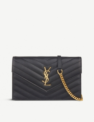 NWT Saint Laurent YSL Berlingo Quilted Leather Logo Zip Key Pouch Charm  Wallet