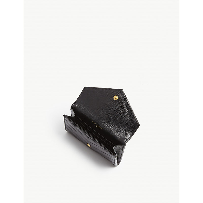 Shop Saint Laurent Womens Black Monogram Matelassé Leather Wallet