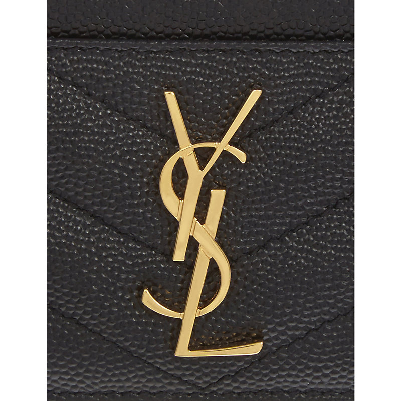 Shop Saint Laurent Black Monogram Quilted Leather Cardholder