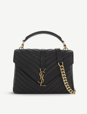 SAINT LAURENT: Collège small quilted leather satchel bag