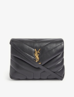 Saint Laurent Loulou Toy Leather Cross-body Bag In Black And Gold