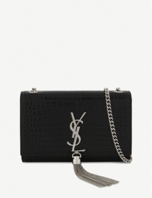 SAINT LAURENT Kate small crocodile-embossed leather shoulder bag