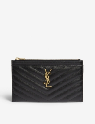 YSL MONOGRAM QUILTED LEATHER POUCH