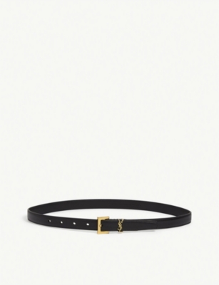 Saint Laurent Monogram-Logo Leather Belt