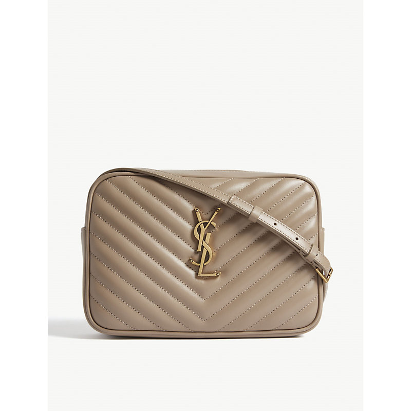 Saint Laurent Quilted Lou Camera Bag In Dusty Grey Taupe Gold | ModeSens