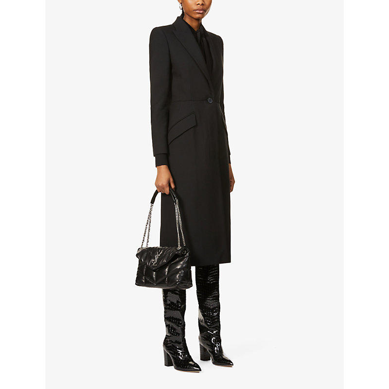 Shop Saint Laurent Womens Black Silver Loulou Puffer Small Leather Shoulder Bag