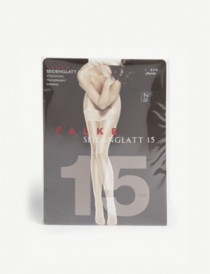 Falke Seidenglatt 15 Knitted Stockings In 3009 Black