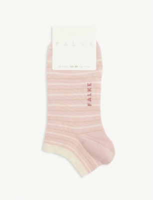 Falke Glitter Stripe Cotton-blend Trainer Socks In Blossom