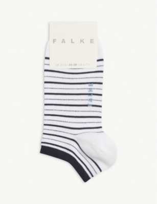 Falke Glitter Stripe Cotton-blend Trainer Socks In White