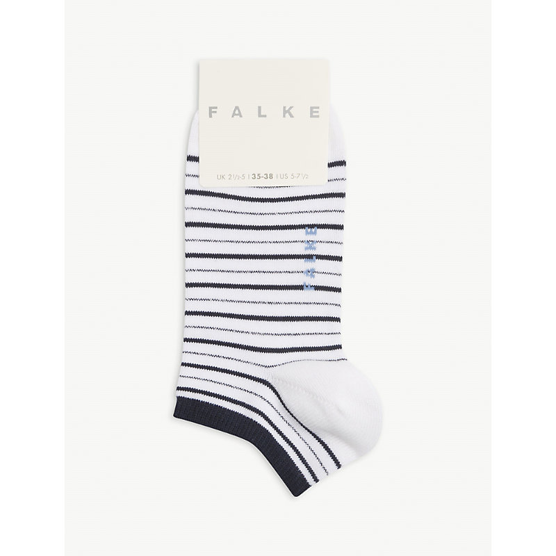 Falke Glitter Stripe Cotton-blend Trainer Socks In White