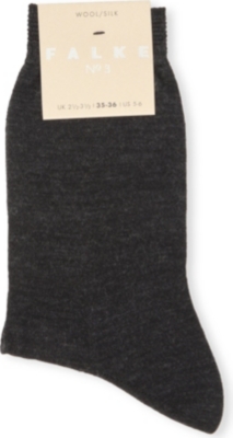 Falke Womens 3089 Anthra Mel No 3 Wool-silk Socks In 3089 Anthra Mel (black)