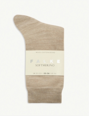 Falke High-rise Wool Socks In 4549 Linen Melange