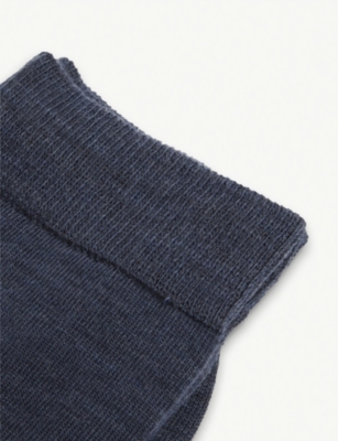 Shop Falke Womens 6688 Dark Blue Mel. High-rise Wool Socks