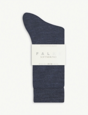 Shop Falke Women's 6688 Dark Blue Mel. High-rise Wool Socks