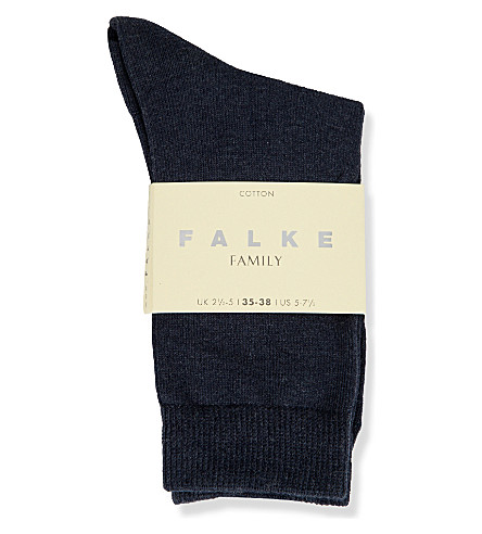 Falke WOMEN'S 6499 NAVY BLUE FAMILY COTTON-BLEND ANKLE SOCKS