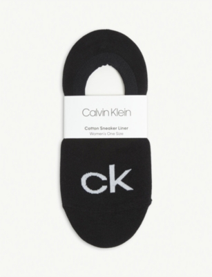 Calvin Klein Womens 00 Black Kourtney Retro Logo Shoe Liners