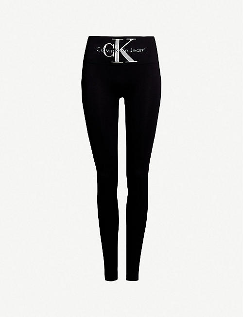 CALVIN KLEIN: Logo-waist high-waist stretch-jersey leggings