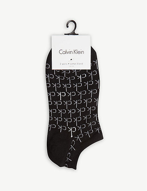 CALVIN KLEIN: Logo print cotton-blend trainer socks set of two