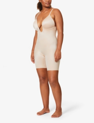 Spanx Suit Your Fancy Plunge Stretch-jersey Body In Champagne Beige