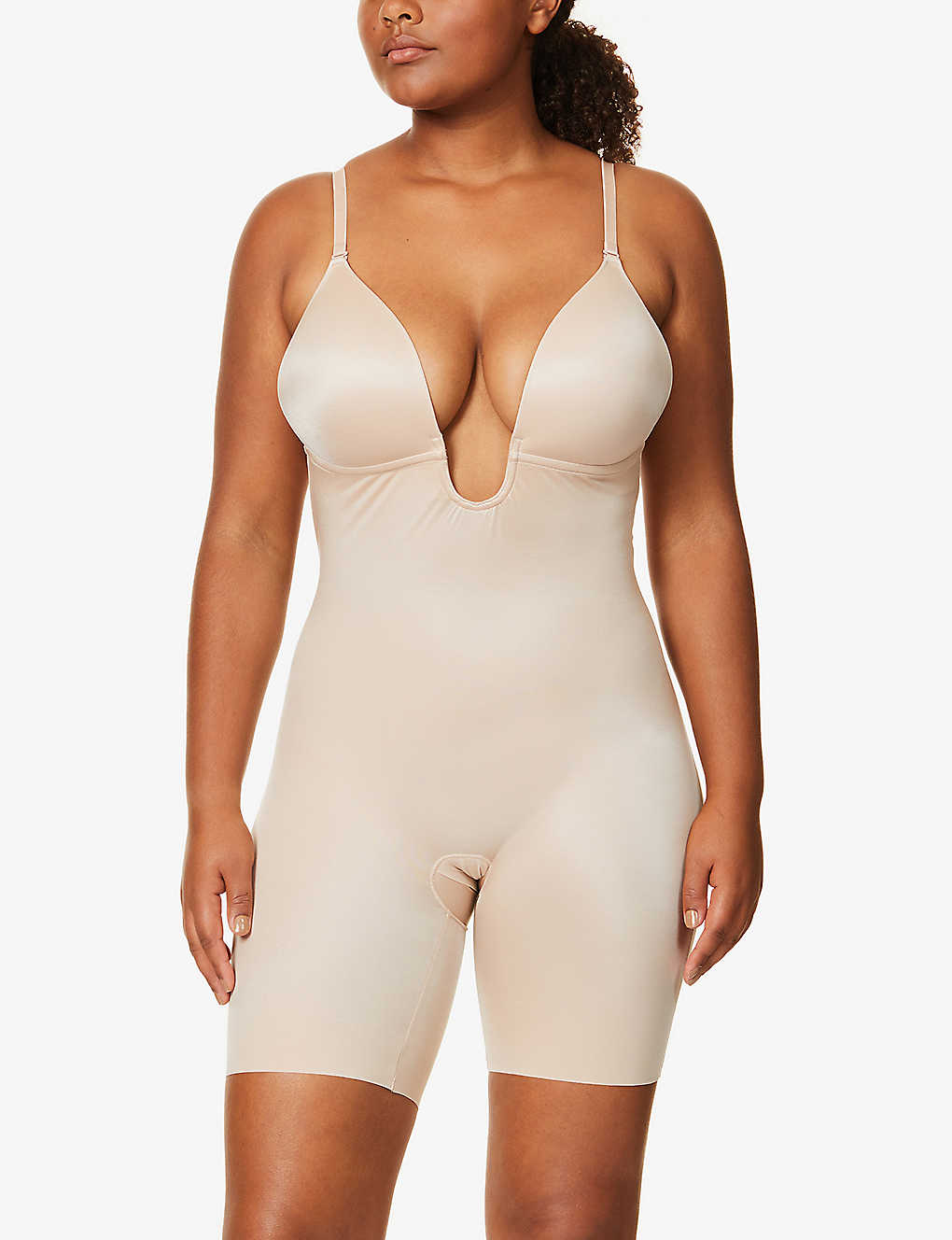 Spanx Suit Your Fancy Plunge Stretch-jersey Body In Champagne Beige