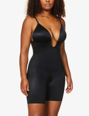 Spanx Womens Very Black Suit Your Fancy Plunge Stretch-jersey Body In Very Black