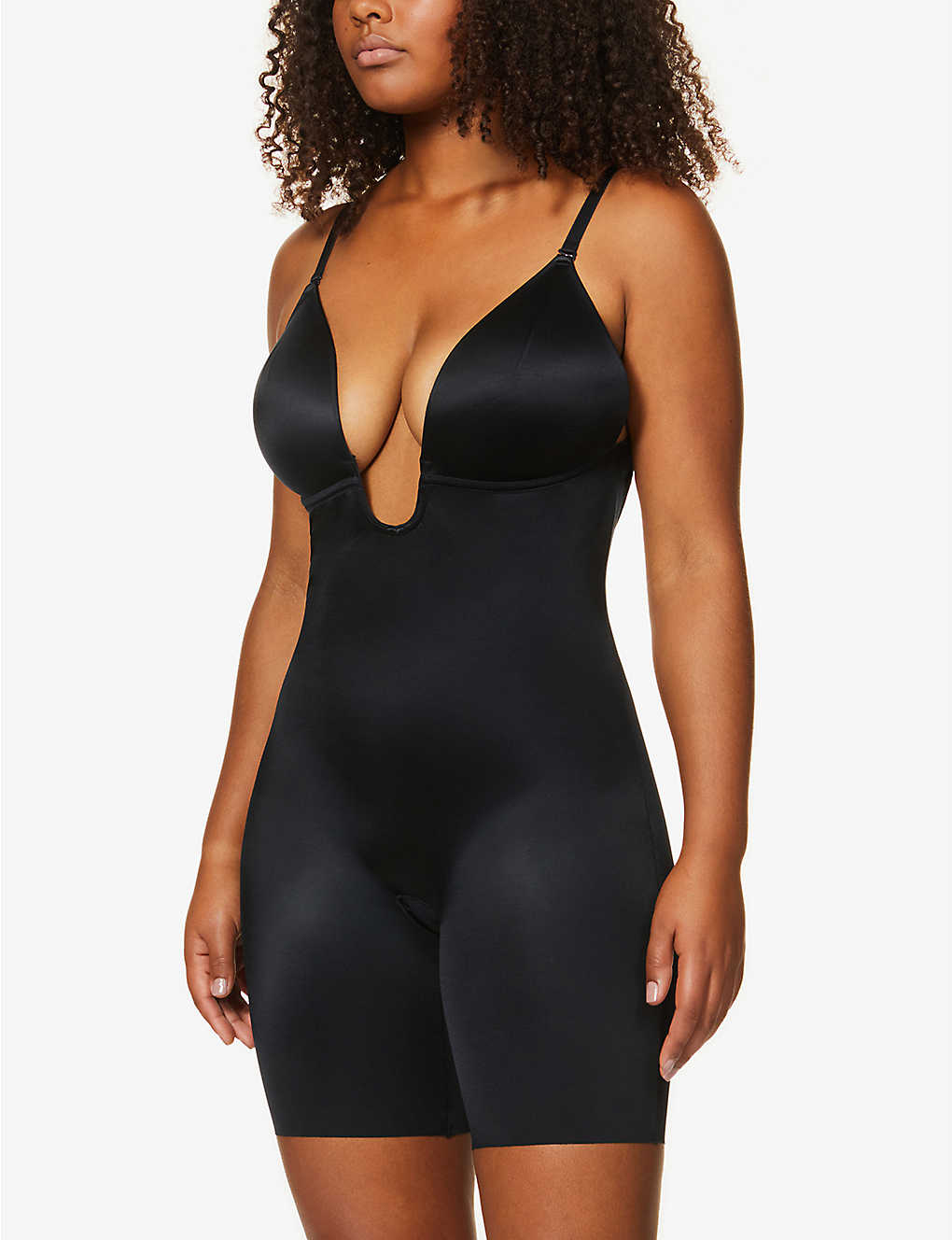 Spanx Womens Very Black Suit Your Fancy Plunge Stretch-jersey Body
