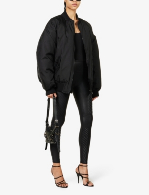 Shop Spanx Women's Very Black Moto Faux-leather Leggings