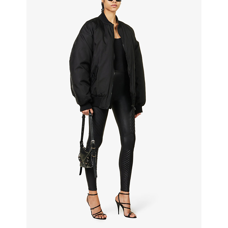 Shop Spanx Women's Very Black Moto Faux-leather Leggings