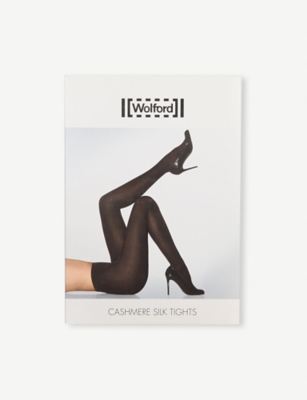 Shop Wolford Women's Black Cashmere Silk Tights