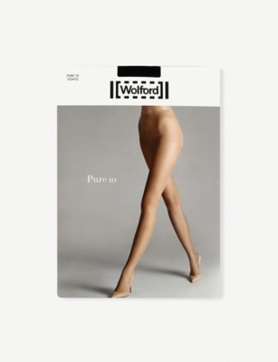 Shop Wolford Women's Black Pure 10 Tights