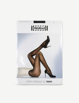 Shop Wolford Womens Black Satin Opaque 50 Tights