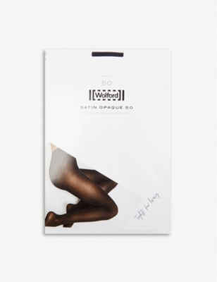 Shop Wolford Womens Black Satin Opaque 50 Tights