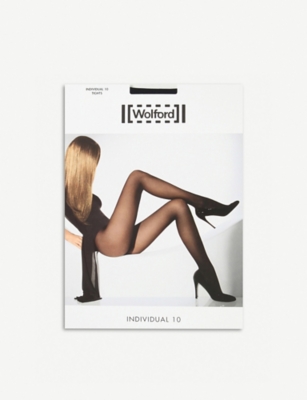 Shop Wolford Women's Admiral Individual 10 Nylon-blend Tights In Admiral (black)