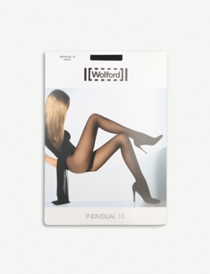 Shop Wolford Women's Black Individual 10 Nylon-blend Tights In Nero