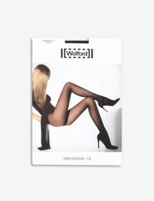 Shop Wolford Women's Nearly Black Individual 10 Nylon-blend Tights