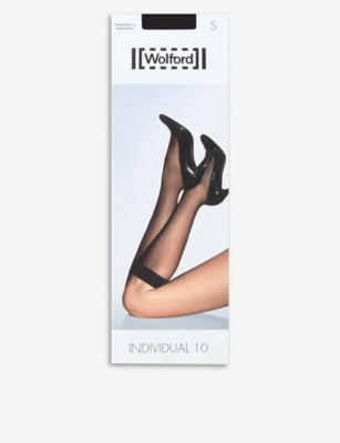 Wolford Womens Black Individual 10 Stretch-woven Knee-highs In Black