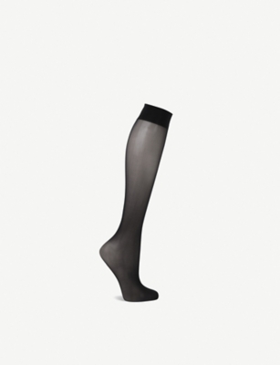 Wolford Womens Black Individual 10 Stretch-woven Knee-highs In Black