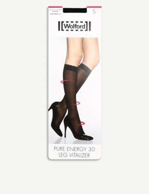 Shop Wolford Women's Black Pure Energy 30 Leg Vitalizer Knee-high Socks